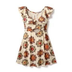 Bohemian-style floral mini dress cutouts Sz L Earthbound Trading Co #1933